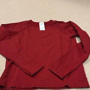 Athleta Red Sparkle Long Sleeve Top
